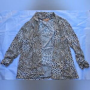 Ellen‎ Tracy Women's Leopard Print cardigan Shawl Sz M - made in USA